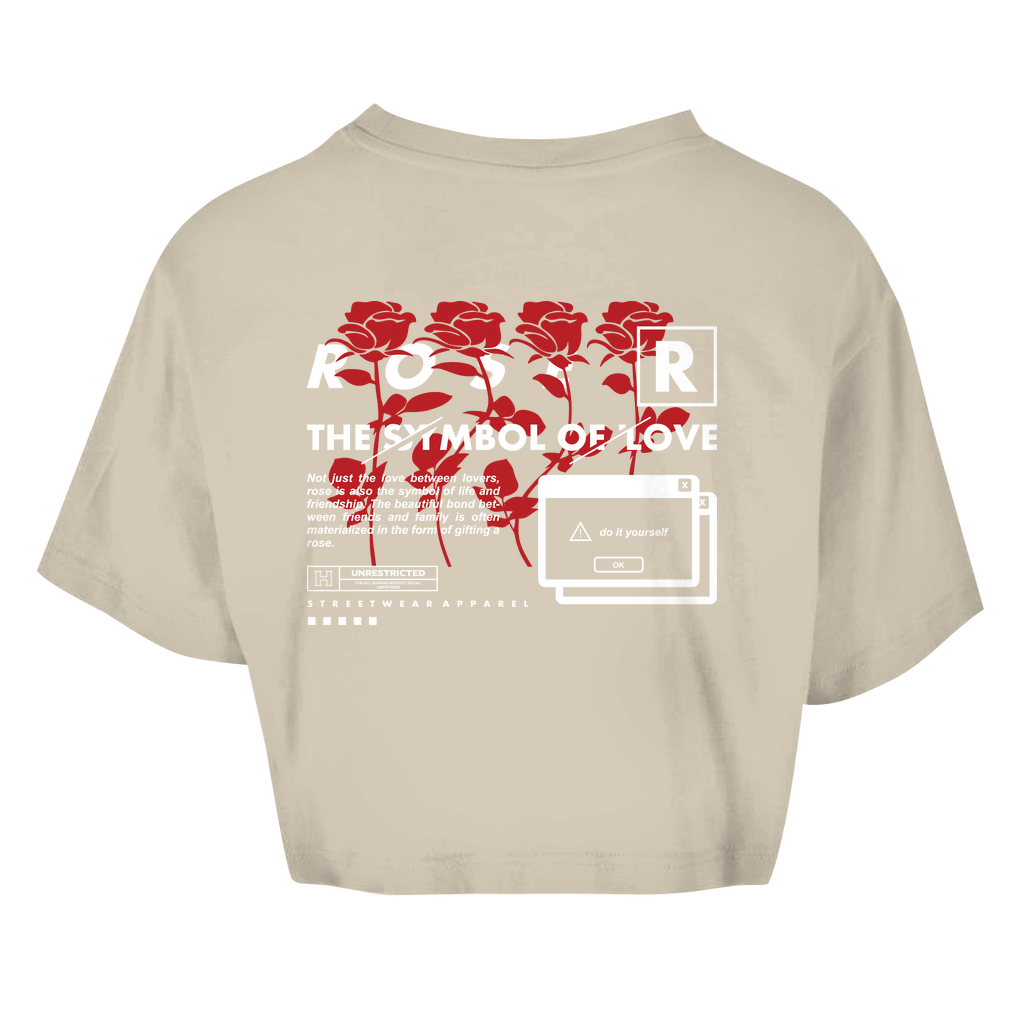 Damen Oversize Crop Top -  Rose