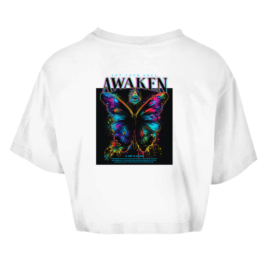Damen Oversize Crop Top -  Let Your Soul Awaken