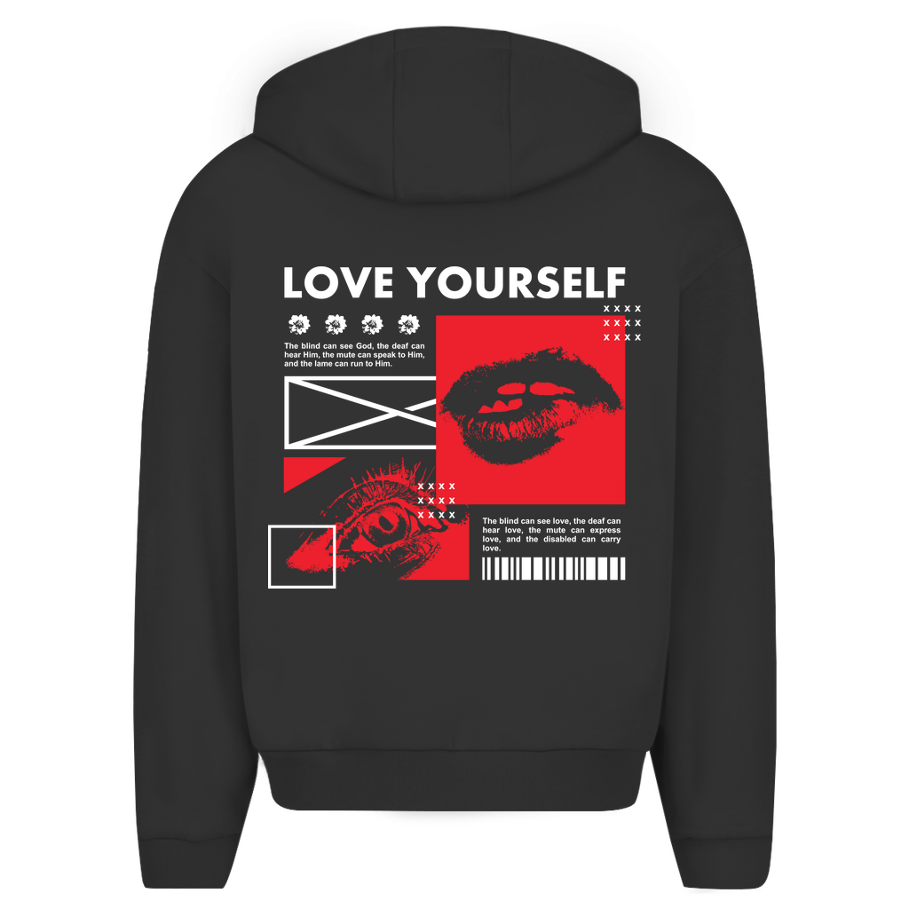 Herren Oversize Zipper Hoodie - LOVE YOURSELF