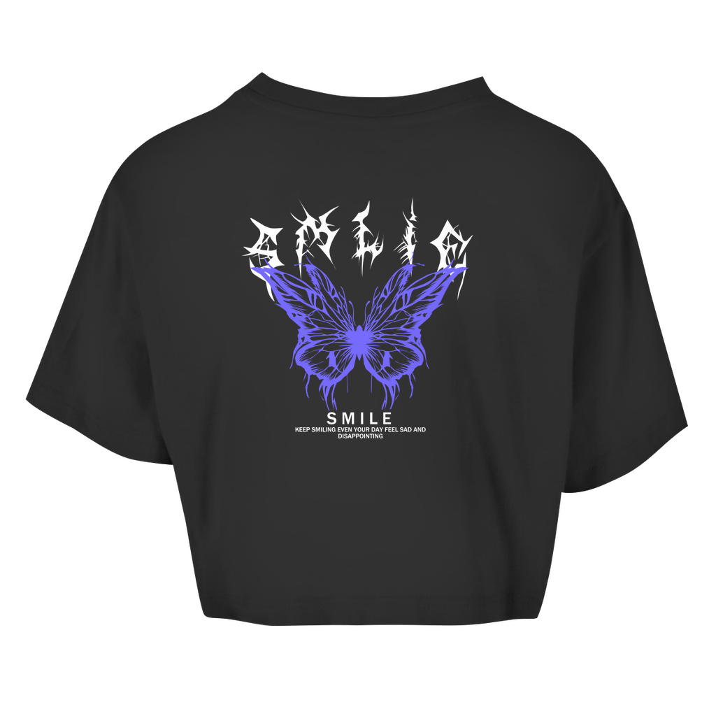 Damen Oversize Crop Top -  Smile