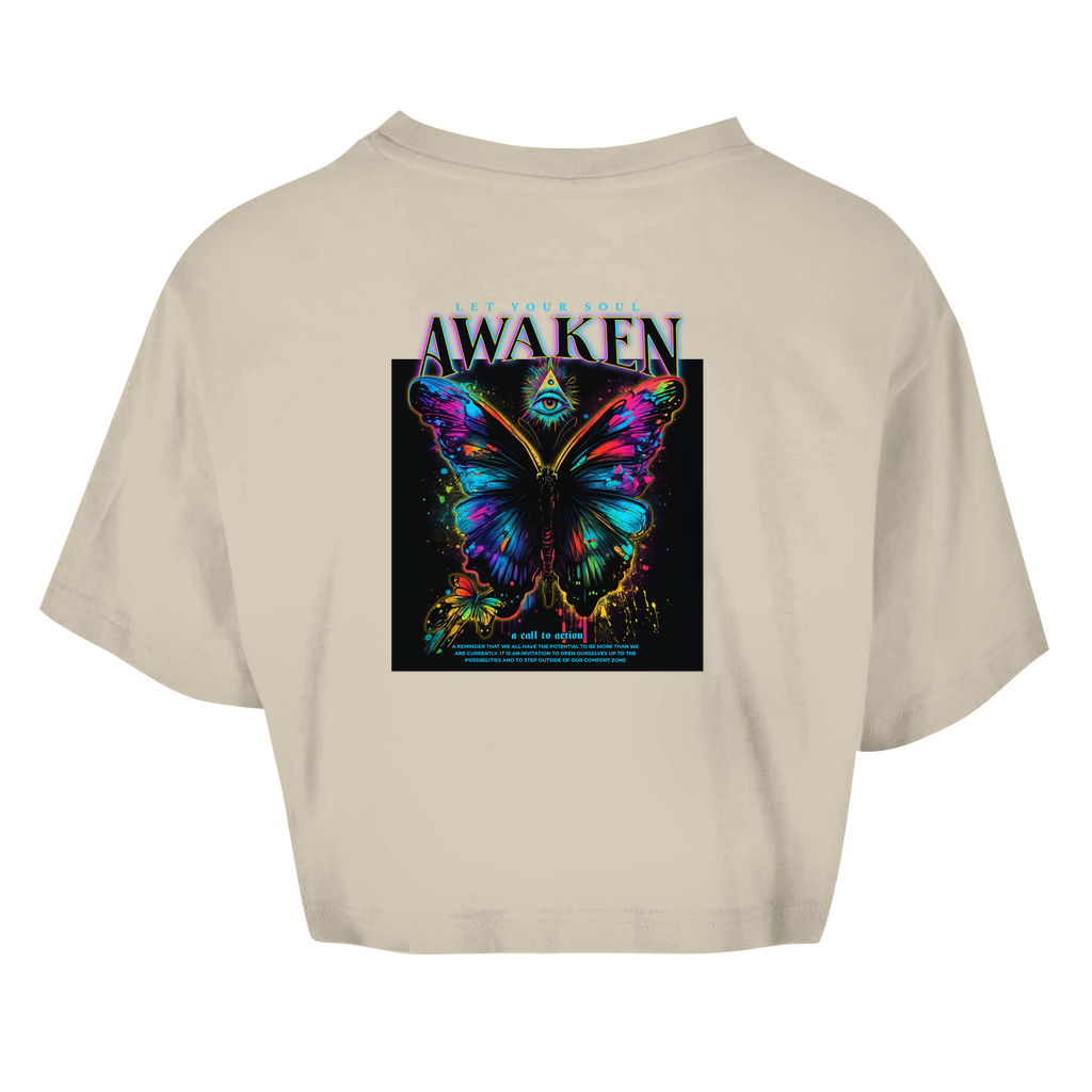Damen Oversize Crop Top -  Let Your Soul Awaken