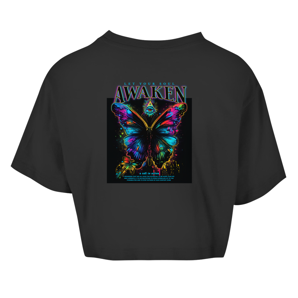 Damen Oversize Crop Top -  Let Your Soul Awaken