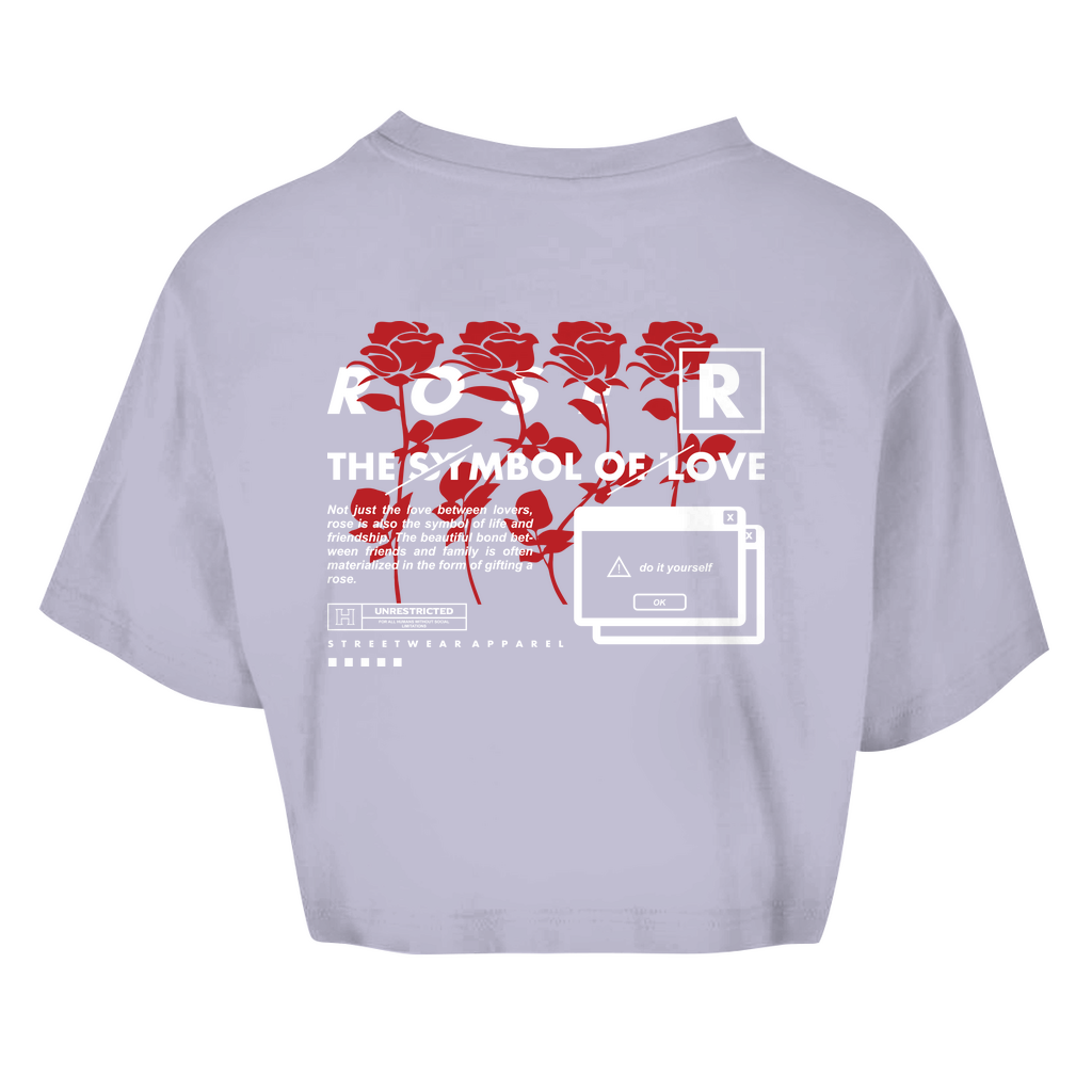 Damen Oversize Crop Top -  Rose