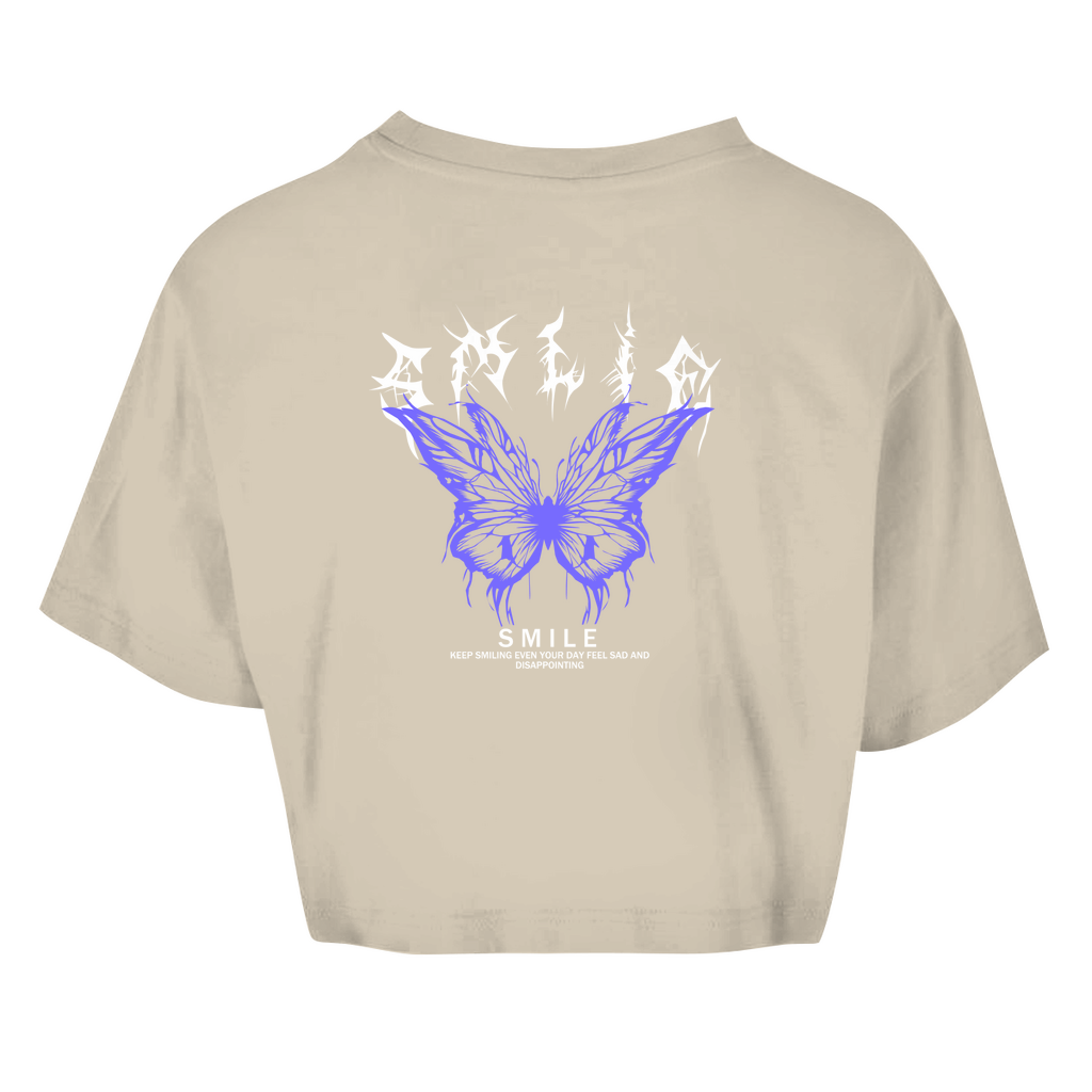 Damen Oversize Crop Top -  Smile