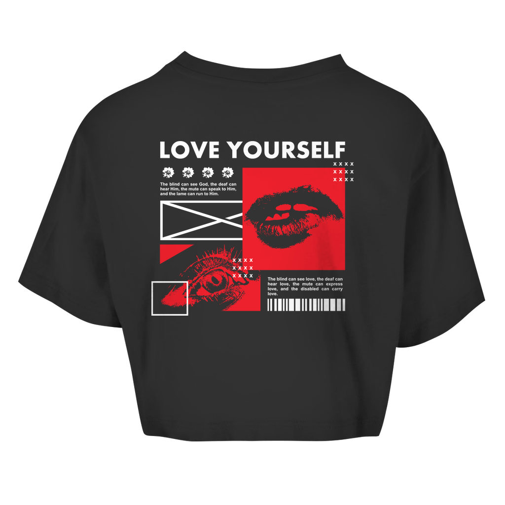 Damen Oversize Crop Top - LOVE YOURSELF